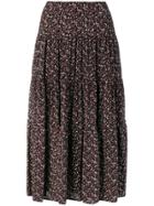 Michael Michael Kors Floral Print Midi Skirt - Black