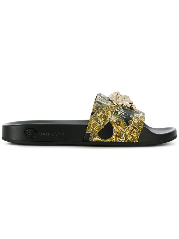 Versace Baroque Printed Slides - Yellow & Orange