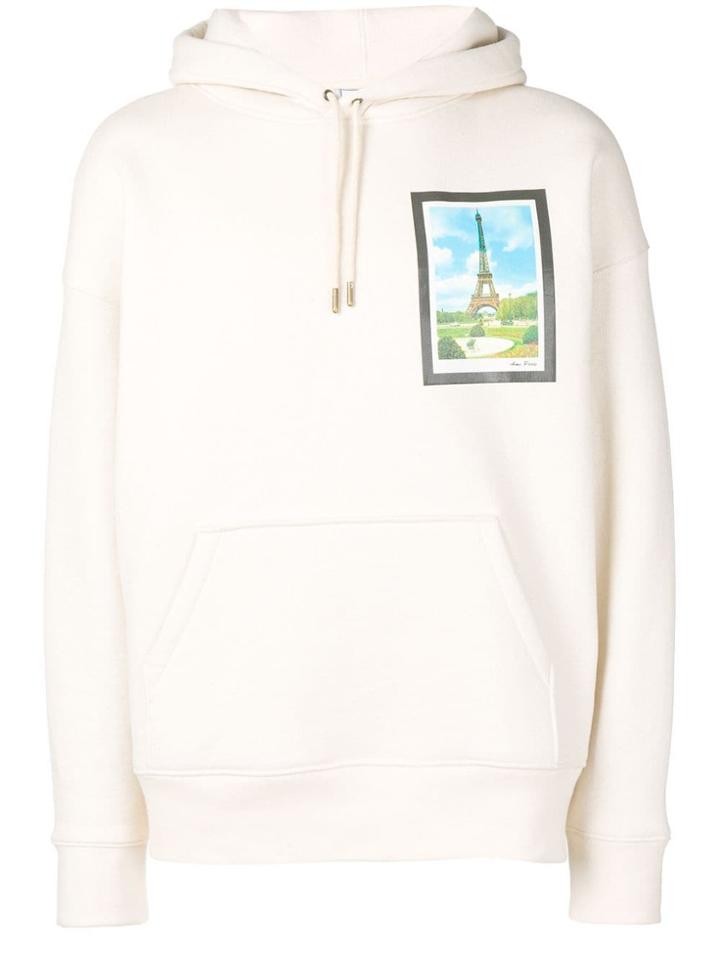 Ami Paris Hoodie With Postcard Print - Neutrals