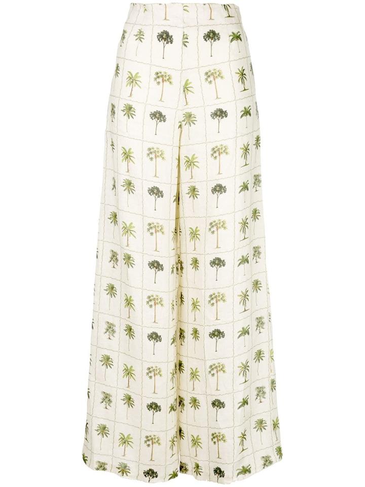Agua By Agua Bendita Tree Print Flared Trousers - Neutrals
