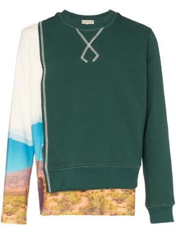 Nounion Cactus Print Layered Cotton Sweatshirt - Green