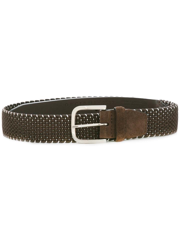 Orciani Woven Belt, Men's, Size: 100, Brown, Suede/spandex/elastane