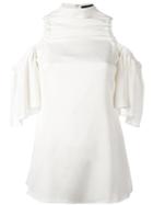 Ellery - Cold Shoulder Blouse - Women - Polyester/acetate - 8, Nude/neutrals, Polyester/acetate
