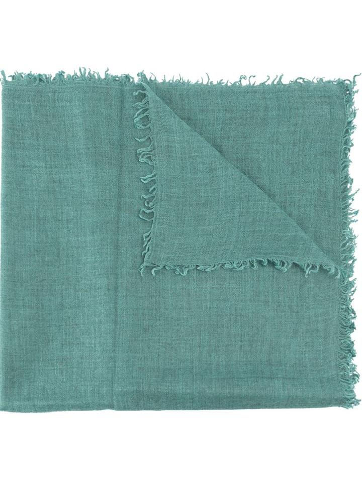 Faliero Sarti Frayed Scarf, Adult Unisex, Green, Silk/cashmere