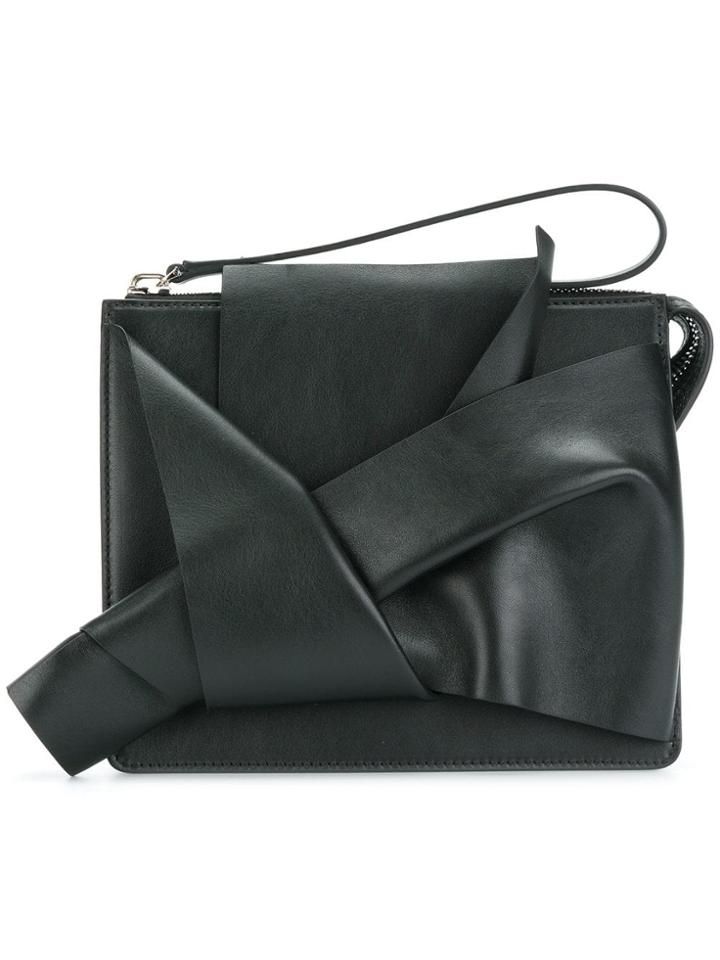 Nº21 Abstract Bow Clutch Bag - Black