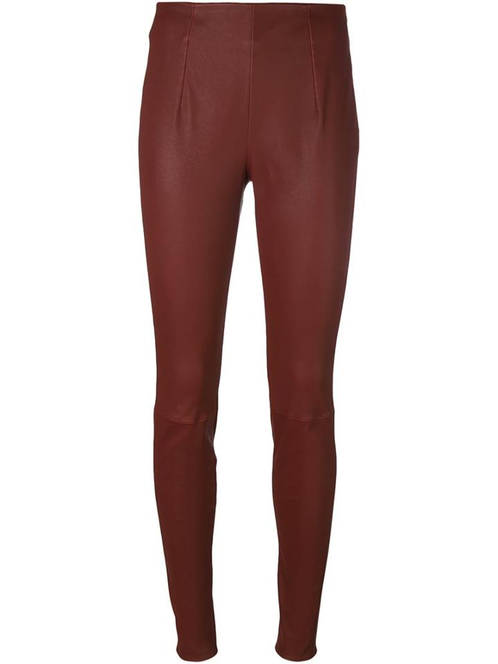 Mugler Skinny Leather Pants, Women's, Size: 40, Red, Lamb Skin/spandex/elastane