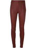 Mugler Skinny Leather Pants, Women's, Size: 40, Red, Lamb Skin/spandex/elastane