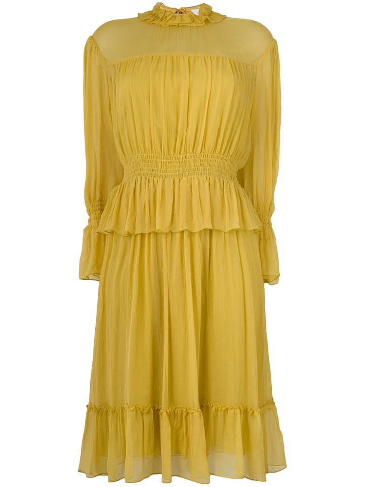 See By Chloé Ruffle Chiffon Dress - Yellow & Orange