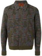 Missoni Knit Bomber Jacket, Men's, Size: 50, Green, Cotton/linen/flax