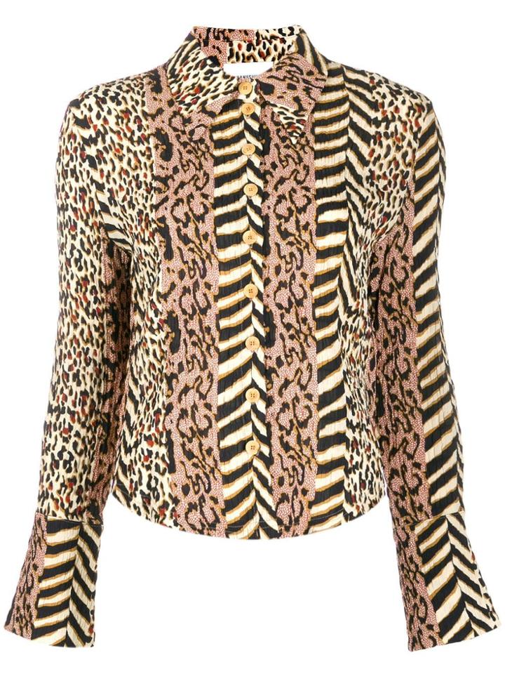 Nanushka Crinkle-effect Printed Blouse - Brown