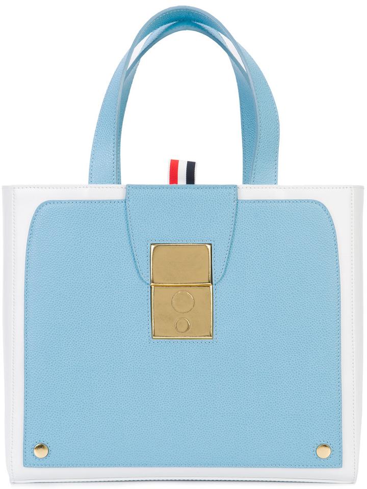 Thom Browne - Colour Block Tote - Women - Calf Leather - One Size, Blue, Calf Leather