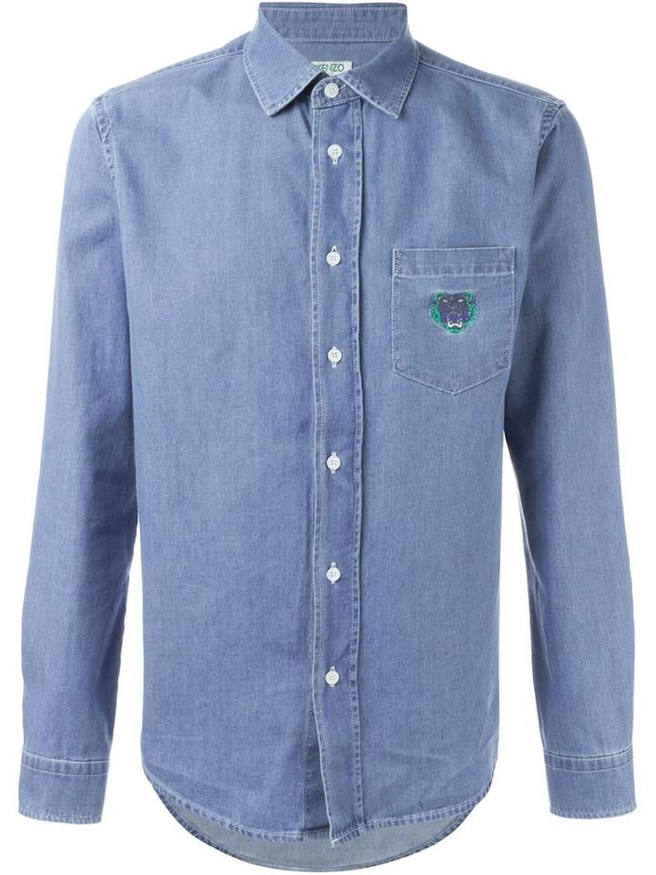 Kenzo 'tiger' Denim Shirt, Men's, Size: Medium, Blue, Cotton
