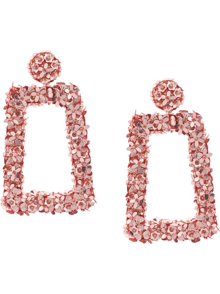 Sachin & Babi Floral Frame Earrings - Pink & Purple