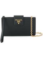 Prada Flat Wallet On Chain - Black
