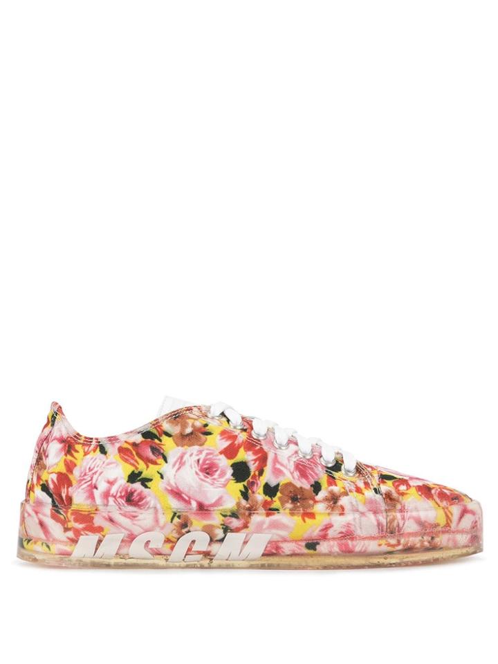 Msgm Floral Print Sneakers - Red