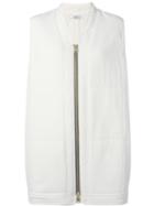 Lanvin Sleeveless Elongated Bomber Coat, Women's, Size: 1, Nude/neutrals, Silk/polyester