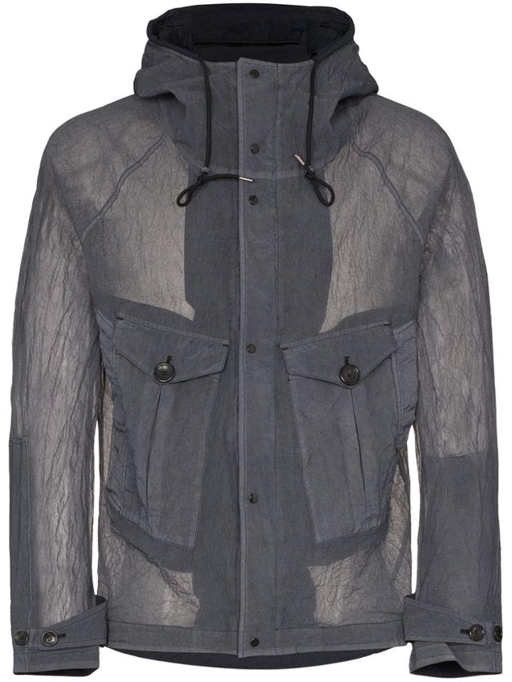 Ten C Sheer Pocket Detail Hooded Jacket - Grey