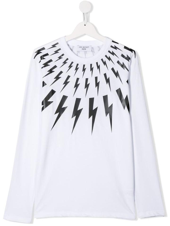 Neil Barrett Kids Lightening Bolt Print T-shirt - White