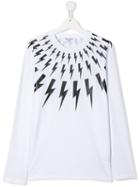 Neil Barrett Kids Lightening Bolt Print T-shirt - White
