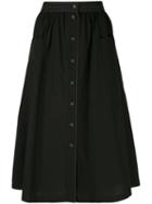 Tomas Maier - Button Front Midi Skirt - Women - Cotton - 4, Black, Cotton