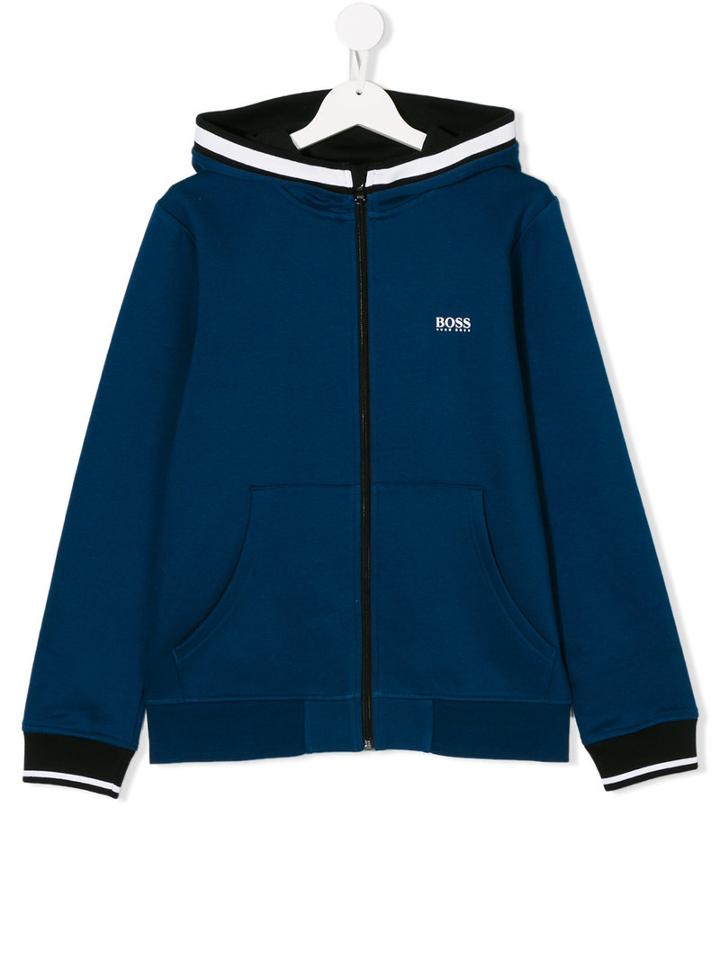Boss Kids - Teen Logo Crest Hoodie - Kids - Cotton/polyester - 16 Yrs, Blue