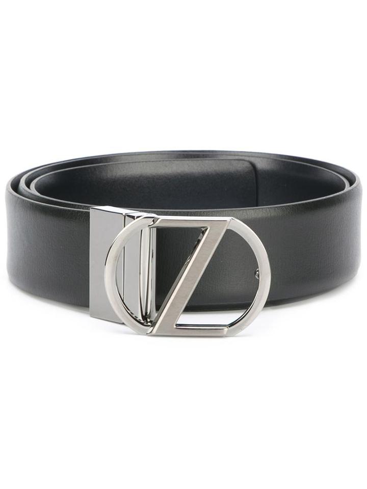 Z Zegna Logo Belt, Men's, Size: 100, Black, Calf Leather