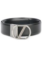 Z Zegna Logo Belt, Men's, Size: 100, Black, Calf Leather