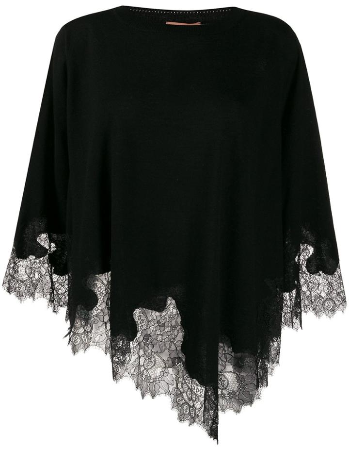 Ermanno Scervino Lace Panel Poncho - Black