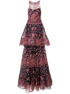 Marchesa Notte - Two-tiered Gown - Women - Nylon - 6, Blue, Nylon