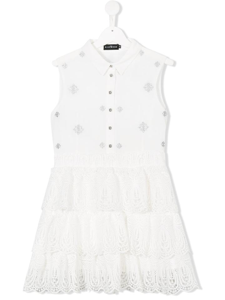 John Richmond Kids Teen Embroidered Lace-style Dress - White