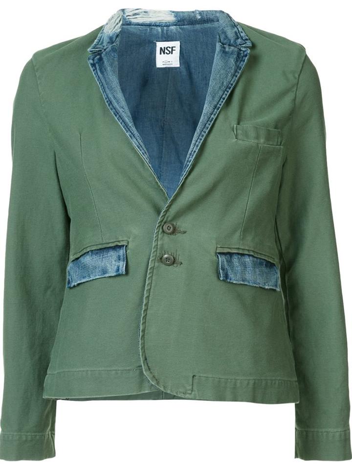 Nsf Two Button Blazer, Women's, Size: Medium, Green, Cotton