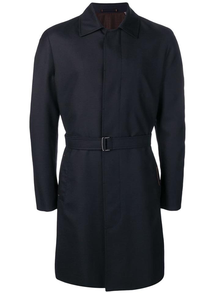Ermenegildo Zegna Concealed Fastening Belted Coat - Blue