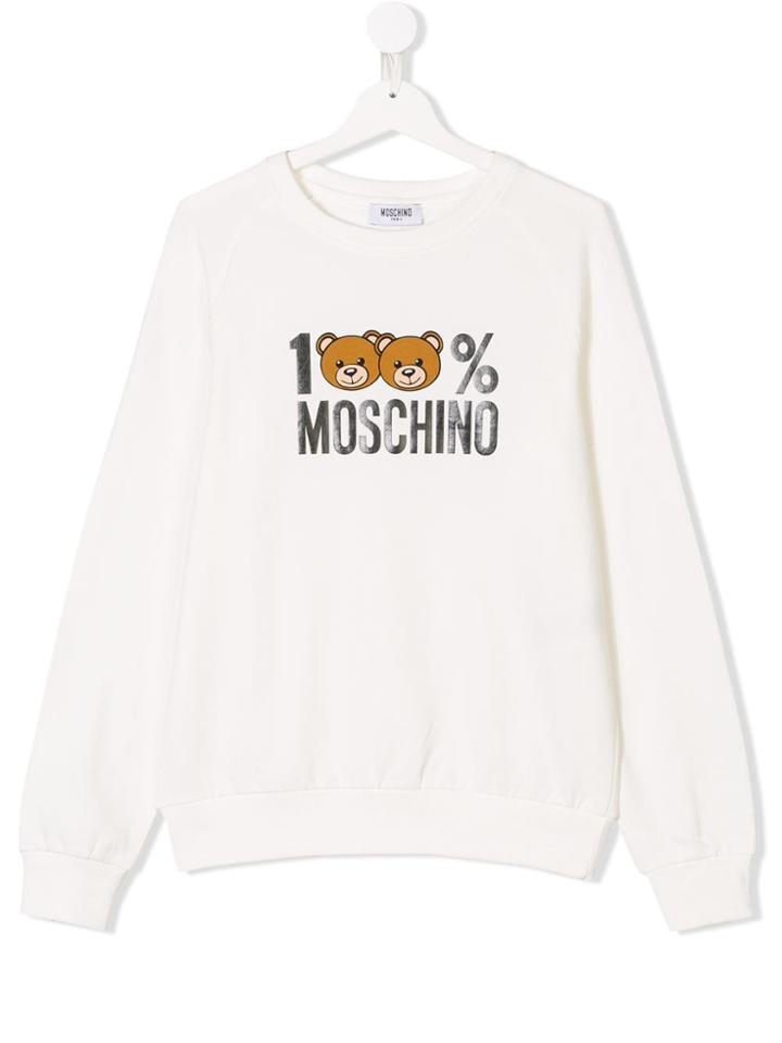 Moschino Kids Teen Teddy Bear Print Sweatshirt - White