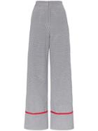 N Duo Wide Leg Cotton Blend Check Trousers - Grey