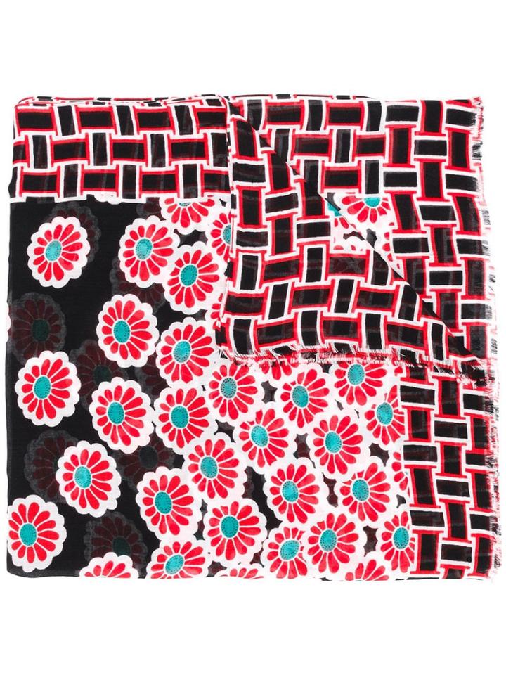 Dvf Diane Von Furstenberg Blossom Print Scarf - Black