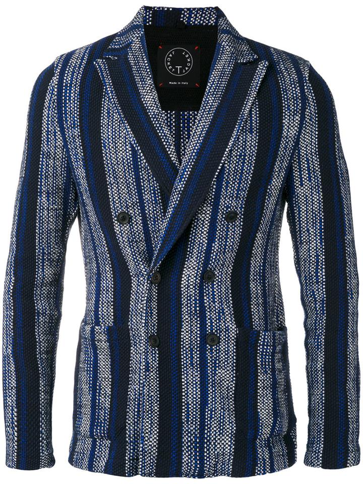 T Jacket - Vertical Stripe Blazer - Men - Cotton/polyamide/polyester/spandex/elastane - M, Blue, Cotton/polyamide/polyester/spandex/elastane
