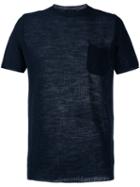 Roberto Collina Perforated Detail T-shirt, Men's, Size: 48, Blue, Cotton/linen/flax/polyester