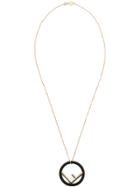 Fendi Leather Wrapped Logo Necklace - Metallic