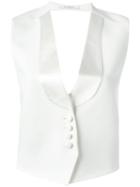 Givenchy - Backless Waistcoat - Women - Silk/cotton/viscose/wool - 38, White, Silk/cotton/viscose/wool