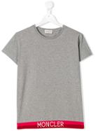 Moncler Kids Teen Logo Hem T-shirt - Grey