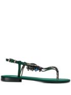 Emanuela Caruso Embellished T-strap Sandals - Green