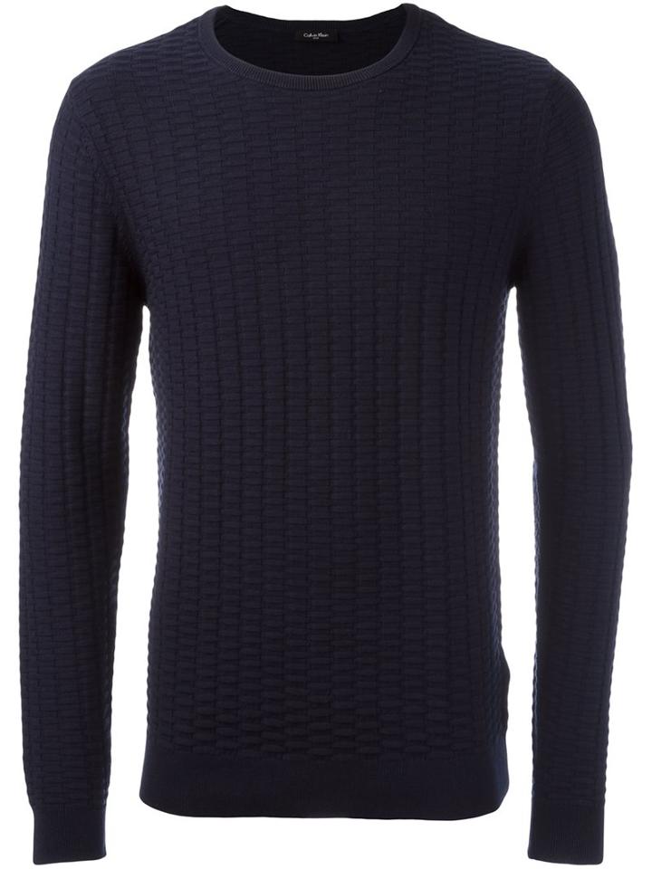 Calvin Klein 'saymore' Crew Neck Jumper, Men's, Size: Medium, Blue, Cotton/wool