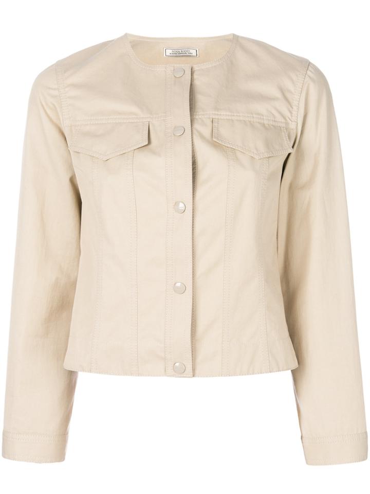 Nina Ricci Collarless Buttoned Jacket - Nude & Neutrals