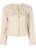 Nina Ricci Collarless Buttoned Jacket - Nude & Neutrals