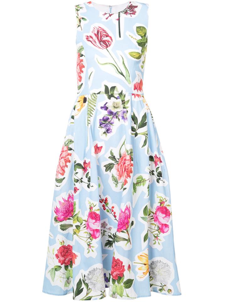 Carolina Herrera Flared Printed Dress - Blue