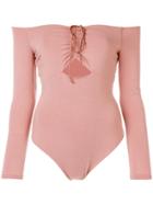 T By Alexander Wang Off-the-shoulder Bodysuit - Pink & Purple