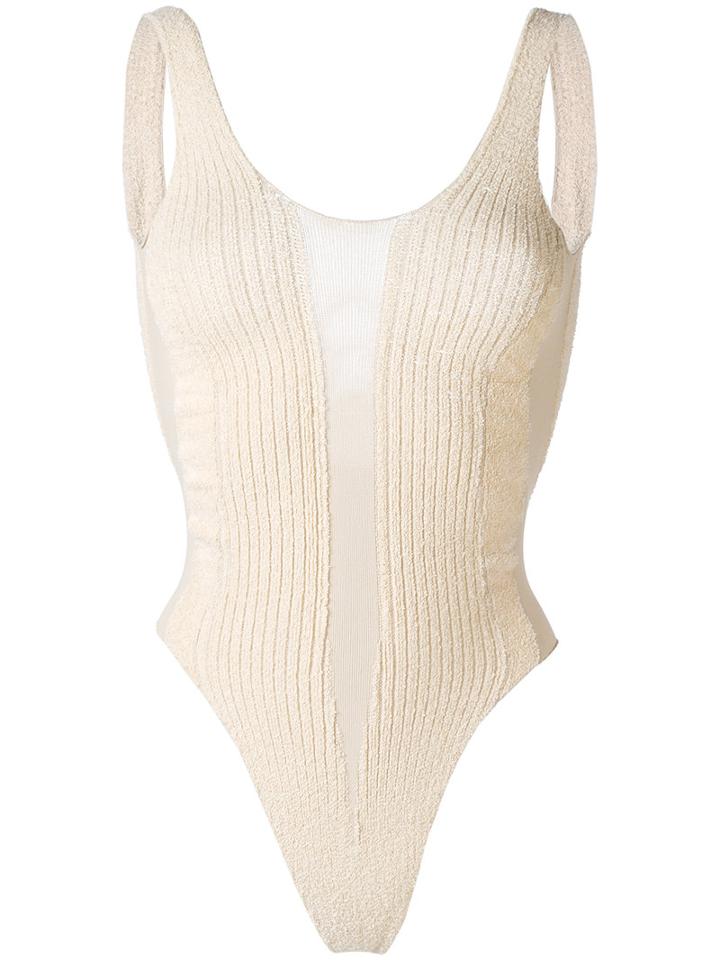 Yeezy - Ribbed Leotard Top - Women - Cotton/polyamide/spandex/elastane/rubber - Xs, White, Cotton/polyamide/spandex/elastane/rubber