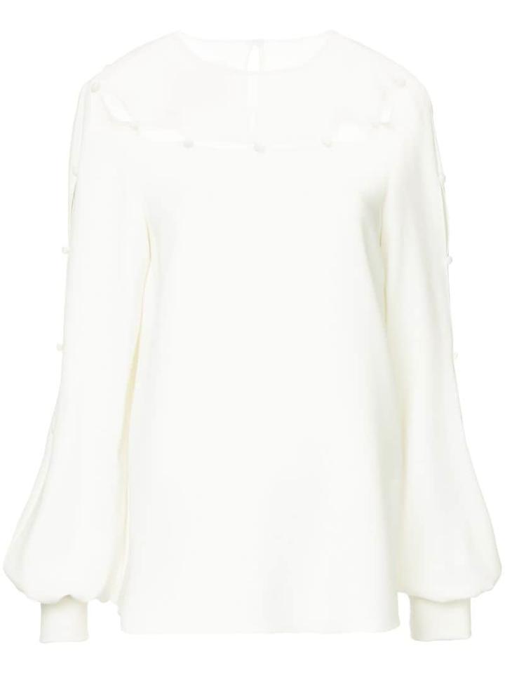 Oscar De La Renta Cut Out Neck Blouse - White