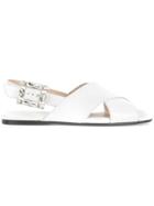 Anna Baiguera Embellished Buckle Sandals - White