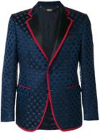 Billionaire Geometric Slim Fit Blazer - Blue